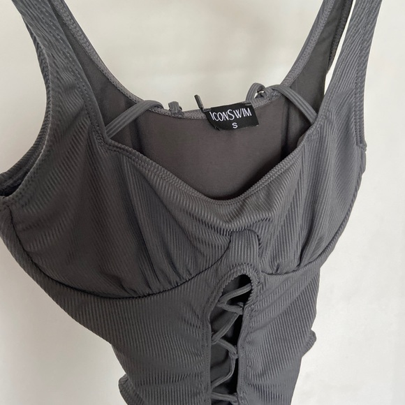 Icon Swim Grey One Piece Swimsuit with cutouts - Picture 2 of 4